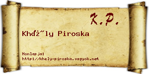 Khély Piroska névjegykártya